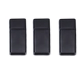 Flat black rectangle magnetic clasps for leather bracelets in three-piece set - Hole 3*6mm / Matte Black