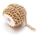 Bulk spool of gold-plated aluminum flat curb link chain for DIY jewelry making - Polished Curb Chain Gold
