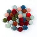 Macro shot of 16mm colorful flocked beads with velvet texture for DIY jewelry making - Diameter 16mm Hole 2.7mm / Dark Mixed