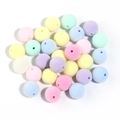 Colorful 16mm flocked acrylic beads in macaron colors for DIY jewelry making - Diameter 16mm Hole 2.7mm / Light Mixed