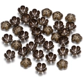 Antique bronze flower bead caps for DIY jewelry making with hollow petal design - 13*6mm Hole 1.4mm / Bronze