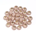 Macro shot of rose gold alloy Shamballa beads with pavé crystals for DIY jewelry - 14*10mm (5mm Hole) / Champagne