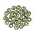 Macro shot of green rhinestone spacer beads for DIY jewelry with fine metal holes - 14*10mm (5mm Hole) / Green