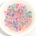 Transparent acrylic DIY alphabet beads with colorful colorful letter F for bracelets - 100 Pcs/Pack / Letter F