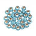 Close-up of light blue crystal pave beads with gold-plated metal core for DIY jewelry - 14*10mm (5mm Hole) / Lake Blue