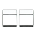 Polished silver square magnetic clasp with flat hole for leather cord bracelets - White K/Silver