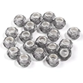Transparent grey faceted resin big hole beads with silver metal core for DIY bracelets - 14x9mm Hole 4.5mm / Gray
