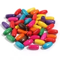 Colorful oval maple wood beads set in vibrant mixed colors for DIY jewelry crafting - Long Oval Bead / 7x15mm (100 Pieces) / Colorful