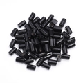 Close-up of polished black cylindrical maple wood beads with center holes for DIY crafting - Cylindrical Barrel / 6X12mm (200 Pieces) / Black