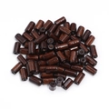 Macro detail of dark brown cylindrical maple wood beads with smooth polished finish - Cylindrical Barrel / 6X12mm (200 Pieces) / Dark Coffee