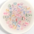Transparent acrylic alphabet beads with colorful stripes for DIY bracelet making - 100 Pcs/Pack / Letter I