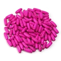 Close-up of bright rose pink oval maple wood beads with holes for DIY jewelry making - Rose Red