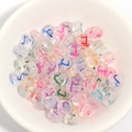 Transparent acrylic alphabet beads with colorful A-Z letters for DIY bracelet making - 100 Pcs/Pack / Letter J