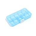 Caja organizadora de plástico azul translúcido de 10 compartimentos con cierre blanco - 10 Rejillas / Azul