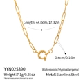 Detail of 18K gold plated stainless steel paperclip chain necklace with spring clasp - Paperclip Chain Style (YYN025390)