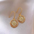 Vintage colorful enamel flower drop earrings in gold-tone finish for elegant women style - 49# Gold Round Multicolor Flower Enamel Pendant