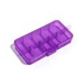 Caja organizadora morada translúcida de 10 compartimentos para cuentas y joyas - 10 Rejillas / Púrpura