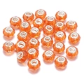 Sparkling orange faceted resin large hole beads for DIY European style snake bracelets - 14x9mm Hole 4.5mm / Orange