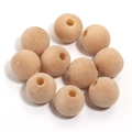 Ten pieces of 16mm beige flocked round beads with center hole for DIY jewelry making - Diameter 16mm Hole 4.7mm / Light Brown