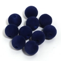 Cuentas de acrílico flocado azul oscuro de 16mm con agujeros para joyería DIY - Azul marino