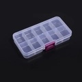 Caja de almacenamiento de plástico PP transparente de 10 compartimentos con cierre púrpura - 10 Rejillas / Transparente 2