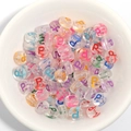 Transparent acrylic barrel beads with colorful letter P print for DIY jewelry making - 100 Pcs/Pack / Letter P