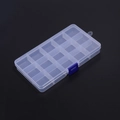 Caja organizadora de plástico PP transparente de 15 rejillas con cierre azul y asa - 15 Rejillas / Transparente 1