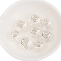 Set of 8 faceted transparent resin large hole beads with silver metal cores for DIY jewelry - 14x9mm Hole 4.5mm / Clear