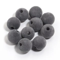 Cuentas de acrílico flocado gris de 16mm con textura de terciopelo para hacer joyas - Gris