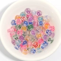 Colorful transparent acrylic letter Q beads for DIY children's bracelets and crafts - 100 Pcs/Pack / Letter Q
