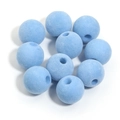 Set de 10 cuentas de acrílico flocado azul claro de 16mm para joyería artesanal DIY - Azul claro