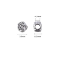 Perlina rosa vintage argento per gioielli 10mm distanziatore in lega per bracciali DIY - Stile Rosa (12#)