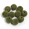 Cuentas redondas de acrílico flocado verde oliva de 16mm con textura aterciopelada - Verde Oscuro