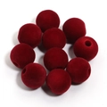 Cuentas esféricas de acrílico flocado rojo oscuro 16mm para creación de joyas DIY - Burdeos