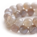 Gros plan de perles d'agate rayées aux textures rubanées naturelles pour bijoux DIY - Gris-Blanc Rayé (5#)