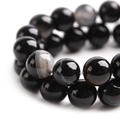 Détail macro de perles d'agate noire polie avec rayures blanches pour bijoux DIY - Noir Rayé (7#)