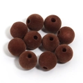 Set de 10 cuentas redondas de acrílico flocado marrón oscuro 16mm para joyas DIY - Marrón Oscuro
