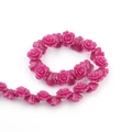 Macro detail of rose red camellia beads with 3D resin floral textures for DIY jewelry - 6mm / Rose Red / 10 Pieces Pack