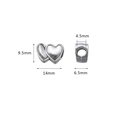 Perla distanziatrice in lega d'argento vintage a forma di doppio cuore per bracciali DIY - Cuori Collegati (19#)