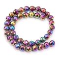 Faceted iridescent hematite beads with rainbow metallic finish for DIY jewelry making - 2mm / Colorful