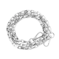Catena a maglie quadrate in alluminio argento strutturato con moschettoni in metallo - Stile ad Anello Quadrato Twill (ai-Lunghezza Media) / Argento