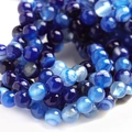 Polished blue striped agate round beads with natural banded patterns for DIY jewelry - 6mm / Blue Striped (1#)