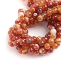 Polished natural red banded agate round loose beads for DIY jewelry making material - 6mm / Reddish Brown Striped (2#)