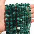 Perles d'agate verte rayée polies pour bijoux DIY en diverses tailles et tons - Vert Rayé (6#)
