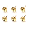 Set of 6 gold stainless steel earring posts with cup base for DIY pearl jewelry making - Size Three / Gold