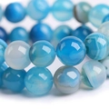 Perles d'agate à rayures bleues polies pour bijoux DIY avec textures naturelles - Bleu Mer Rayé (8#)