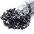 Piedras de obsidiana nevada pulidas con agujeros perforados para crear joyas DIY - Peso Neto 45g/Botella / Obsidiana copo de nieve
