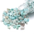 Cuentas irregulares de piedra natural azul claro con agujeros para joyería artesanal - Peso Neto 45g/Botella / Amazonita