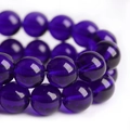 Donkerpaarse doorschijnende ronde glazen kralen met hoogglans voor doe-het-zelf-sieraden - Blauw