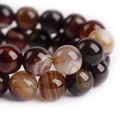 Perles rondes en agate à rayures marron et blanc pour la création de bijoux DIY - Brun Rayé (12#)